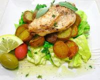 Pan Fried Chicken with Thyme and Roasted Potatoes Recipe