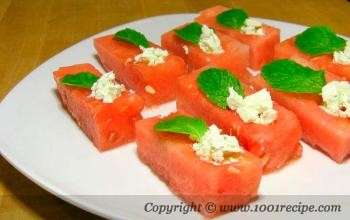 Watermelon Spoons with Feta Cheese and Mint